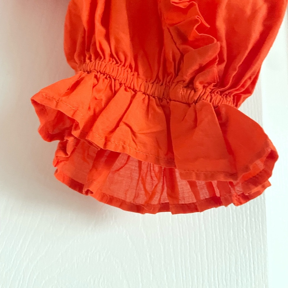 Farm Rio Cotton Ruffled Orange Blouse - Picture 4 of 5